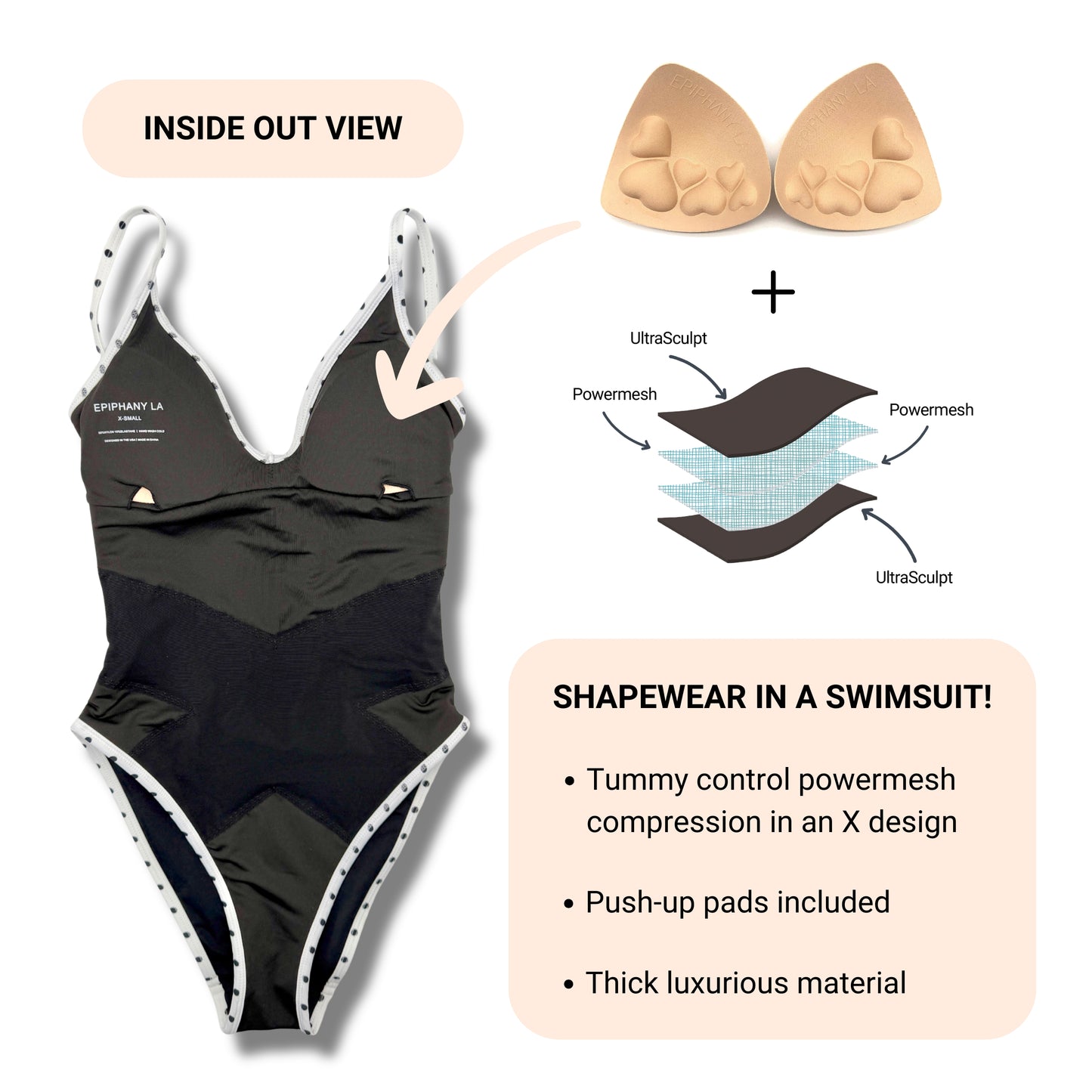 Push-Up & Tummy Control One Piece (Not Ribbed)
