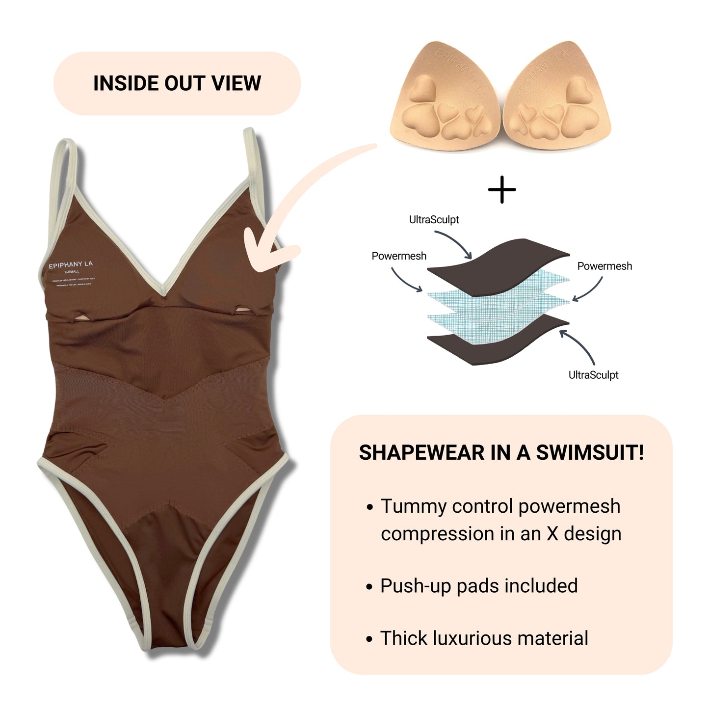 Push-Up & Tummy Control One Piece (Not Ribbed)
